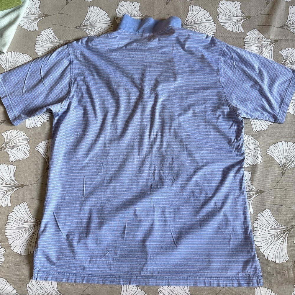 Peter Millar Striped Cotton Polo Shirt XL Blue - Picture 8 of 9